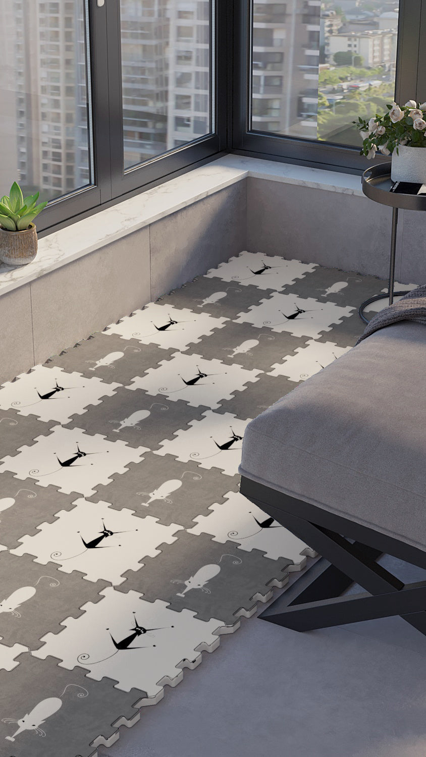 50 x 50 cm 4 Adet BASKILI Mutfak, Balkon ve Oturma Odası Yapbozhalı